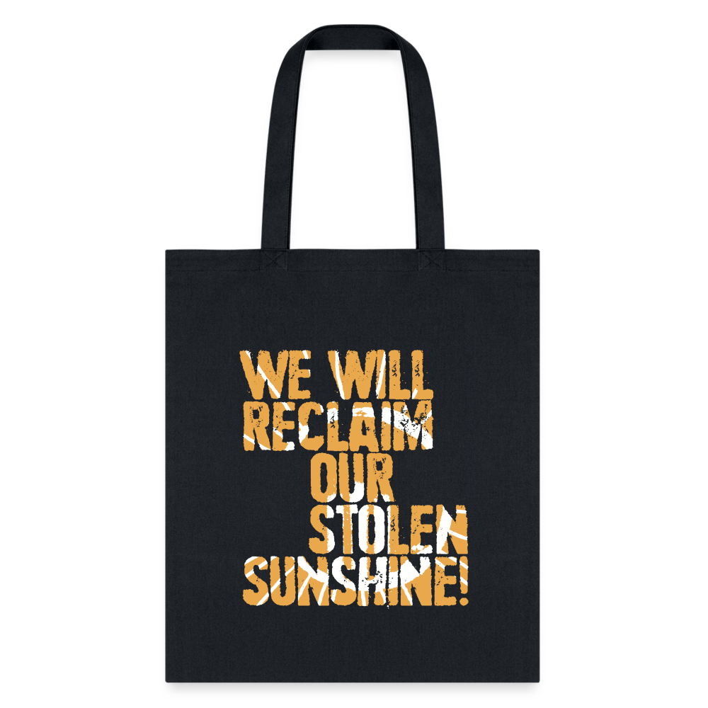 BAG - A SUNNY DAY CANVAS TOTE BAG (ORANGE SLOGAN W/ LOGO) - black