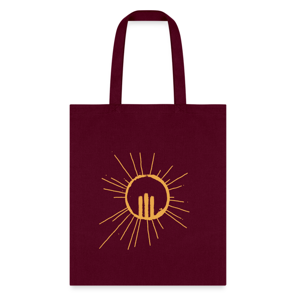 BAG - A SUNNY DAY CANVAS TOTE BAG (ORANGE SLOGAN W/ LOGO) - burgundy