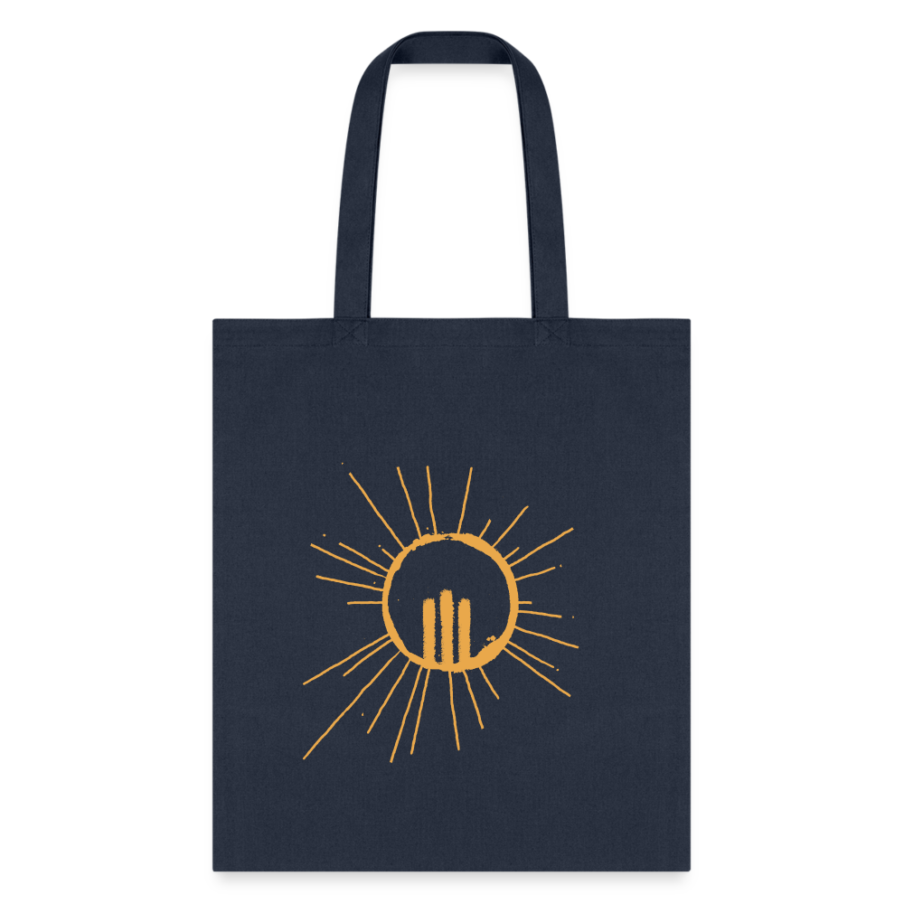 BAG - A SUNNY DAY CANVAS TOTE BAG (ORANGE SLOGAN W/ LOGO) - navy